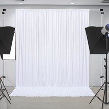 10 Ft. X 10 Ft. Of Wrinkle-Free White Backdrop Curtain Panels Made Of Polyester, - £34.18 GBP