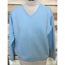 Izod Ladies Golf Sweater Size XL Baby Blue Fleece Pullover V-Neck Long Sleeve - £15.14 GBP