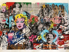 Yuvi Dare to Dream Mixed Media with Acrylic  Pop Art, Celebrity, Cambell... - $1,485.00