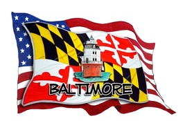USA MD Flags and Baltimore Lighthouse Decal Sticker Car Wall Window Cup Cooler - £5.46 GBP+