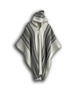 Llama Wool Unisex Mens Womens White Hooded Handmade Poncho Pullover Jack... - £54.58 GBP