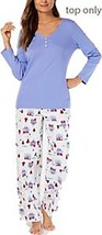 Charter Club Intimates Women&#39;s Holiday Village Pajama Top, Blue, M &quot;TOP ONLY&quot; - £11.87 GBP