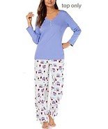 Charter Club Intimates Women&#39;s Holiday Village Pajama Top, Blue, M &quot;TOP ... - £11.61 GBP