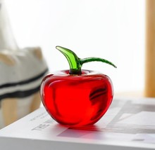 Mini Hand Blown Glass Red Apple Figurine Crystal Fruits Collectibles 2 x... - $22.01