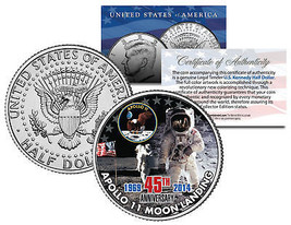 Apollo 11 Moon Landing *45th Anniversary* Colorized Jfk Half Dollar Us Coin Nasa - £6.77 GBP