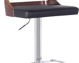 Armen Living Storm Barstool in Black Faux Leather and Brushed Stainless ... - $201.99
