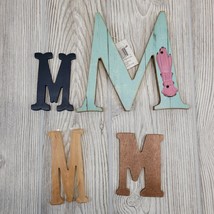 Wooden Monogram Alphabet Letters Letter M Craft Wall Decor Magnet Boho Core - £14.07 GBP