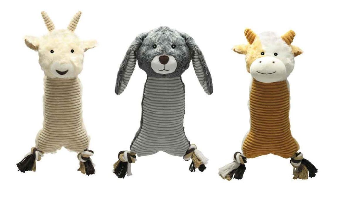 Farm Folks Dog Toy Soft Corduroy Squeak Toys - Cow Rabbit Sheep Or All 3... - $13.75+