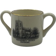 Florentine China Double Handle Mug Northenden Church Cheshire Gold Rim E... - $9.40