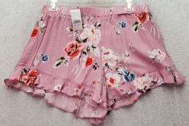 Kendall And Kylie Mini Shorts Womens Medium Pink Floral 100% Rayon Elastic Waist - £12.43 GBP