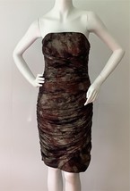 New Alberto Makali Brown Marbled Crackle Strapless Dress (Size 10) - Msrp $329 - £47.92 GBP