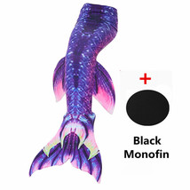 Kids Girls Women Fin Mermaid Tail Swimming Costume Monofin Swimmable Tail Purple - £23.97 GBP