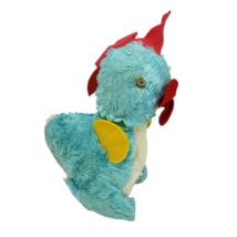 8&quot; Vintage Blue Baby Rooster Chicken Gold Eyes Stuffed Animal Plush Antique Toy - £37.12 GBP