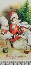 Antique Merry Christmas Postcard 1922 Cute Girls Toddler By Tree Grand Island Ne - £7.17 GBP