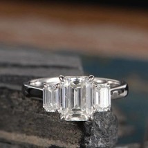 Emerald Cut 2.85Ct Simulated Diamond White Gold Plated Engagement Ring in Size 9 - £107.19 GBP