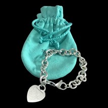 Tiffany &amp; Co Sterling  Heart Tag Charm Bracelet 7.5” 36grams - £260.39 GBP