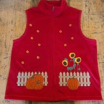 BAXTER &amp; WELLS Vtg Fall Fleece Zip-Up Vest Size XL Teacher Vest Pumpkins - $31.68