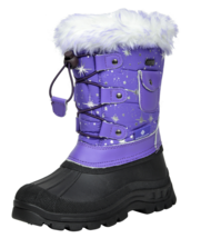 Dream Pairs Kids Girls Snow Winter Boots Rubber Sole Purple White Faux Fur 6 - £23.36 GBP