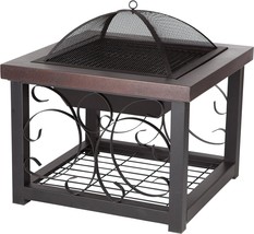 The Fire Sense 61331 Fire Pit Cocktail Sq.Are Table Features A Lift-Up Steel - £215.01 GBP