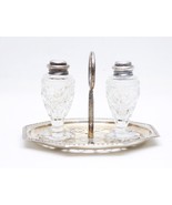 E.P.N.S. S&amp;B Silver Plate Ornate Salt &amp; Pepper Shaker Chrystal Set With ... - £9.36 GBP