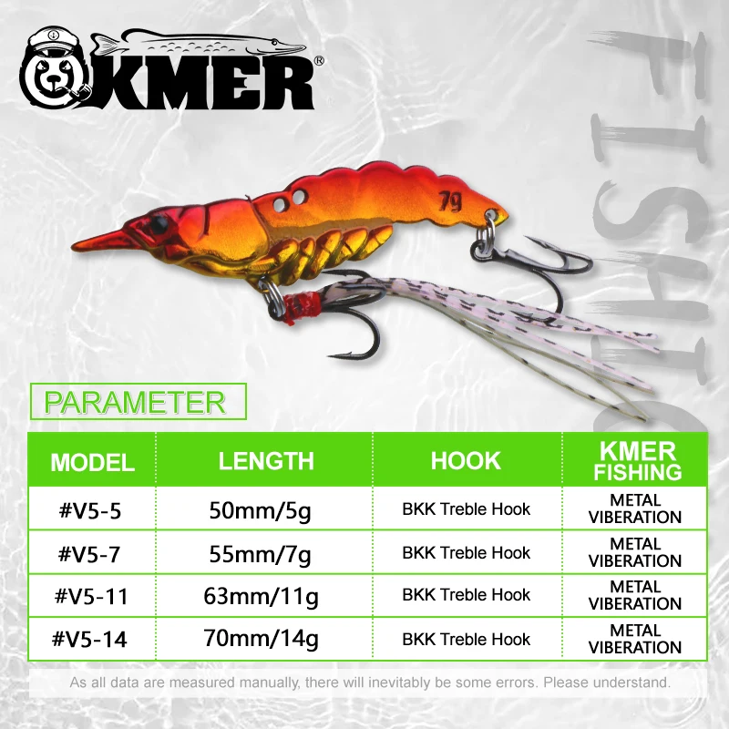 Sporting KMER #V5 Fishing Shrimp Lures Metal VIB Sinking Wobbler Hooks for Pike  - £23.90 GBP