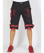 Locked Loaded Cargo Shorts Camouflage Black/Red Distressed Straps Design... - $58.63 CAD