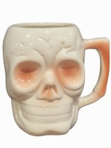 Skull Mug Coffee Cup Halloween Decor Ceramic Scary Bone Handle - $24.75