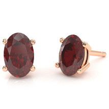 Lab-Created Ruby 8x6mm Oval Stud Earrings in 10k Rose Gold - £204.63 GBP
