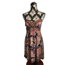 Ruby Rox Pink &amp; Brown Paisley Spaghetti Strap Mini Dress Size Small - $272.41 MXN