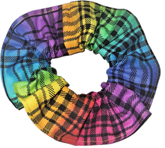 Rainbow Plaid Hair Scrunchie Scrunchies by Sherry Ponytail Holder - £5.45 GBP