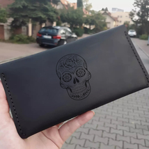 Personalized Long Leather Wallet Clutch. Custom Engraved Card Phone Coin... - £72.96 GBP