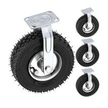 10&quot; Set of 4 Pneumatic Casters 2 Swivel/2 Rigid Heavy Duty 1300 LBS Knob... - $75.00