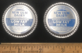 Lot of 2 Vintage New Ulm Dairy Milk Bottle Cap Lid New Ulm  Minnesota MN 1 3/4&quot; - £7.63 GBP