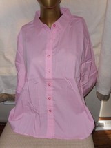 American Sweetheart  3/4 Sleeve Pink Button-Up Top  Large - £5.34 GBP