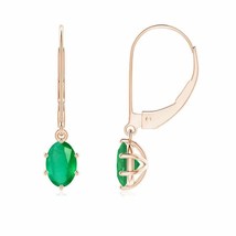 Natural Emerald Oval Drop Earrings for Women in 14K Gold (Grade-A , 6x4MM) - £322.32 GBP