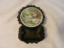 Vintage A Home In the Wilderness Coaster &amp; Black Metal Ashtray Enesco Japan - £29.64 GBP