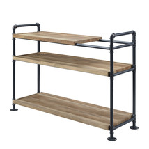 32 Inch Brown and Black Metal Three Tier Etagere Bookcase - $14,070.74 MXN