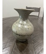 Dempsey Carpenter Stoneware Fluted Vase Tan Grey Speckled Glaze Signed 5... - $33.83 CAD