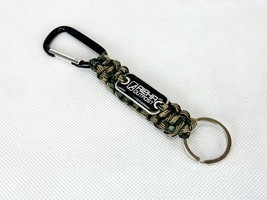 Paracord Carabiner Key Ring, Alpha Outpost, Green &amp; Brown Braided Surviv... - £5.33 GBP