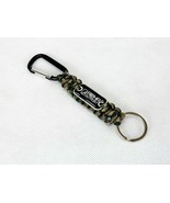 Paracord Carabiner Key Ring, Alpha Outpost, Green &amp; Brown Braided Surviv... - $9.25 CAD