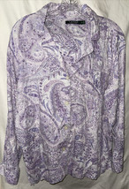 Ralph Lauren Paisley Cotton Pajama Top Purple Size XL Button Front Cotto... - £12.75 GBP