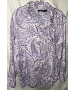 Ralph Lauren Paisley Cotton Pajama Top Purple Size XL Button Front Cotto... - $313.93 MXN