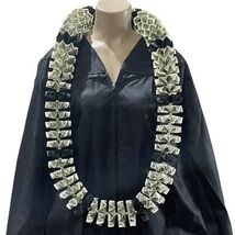 Graduation Money Celebration Lei $50 Crisp Bills Folded Black W/gold Beads - $117.81