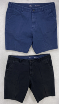 IZOD Shorts Mens Size 36  Khaki Chino Black Blue 2 Pairs Pants Mid-Rise - £10.11 GBP