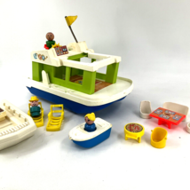 Vtg FISHER PRICE LITTLE PEOPLE HAPPY HOUSE BOAT #985 with extras BBQ Cha... - £48.29 GBP