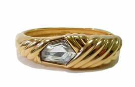 SAL Swarovski Hinged Cuff Bracelet  American Limited Crystal Gold Tone  - $64.99