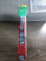 Ruffin&#39; It Large Adjustable Quadlock Buckle Dog Collar Red and Blue Stripe. NEW - £9.32 GBP