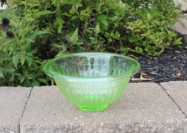 11.25&quot; Vtg Hazel Atlas Uranium Glass Green Optic Rolled Edge Nesting Mixing Bowl - £79.91 GBP