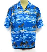 Vintage Ungava Wavers Blue Button Shirt Palm Threes Short Sleeve Hawaiia... - £10.03 GBP