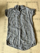 TAHARI Stripe Linen Dress Size Medium Collar Button Down Shirt Dress Sho... - £21.89 GBP